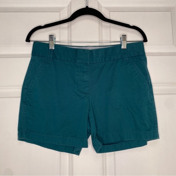 J. Crew 5" Inseam Flat Front Chino Shorts in Teal Size 4 - Picture 1 of 7